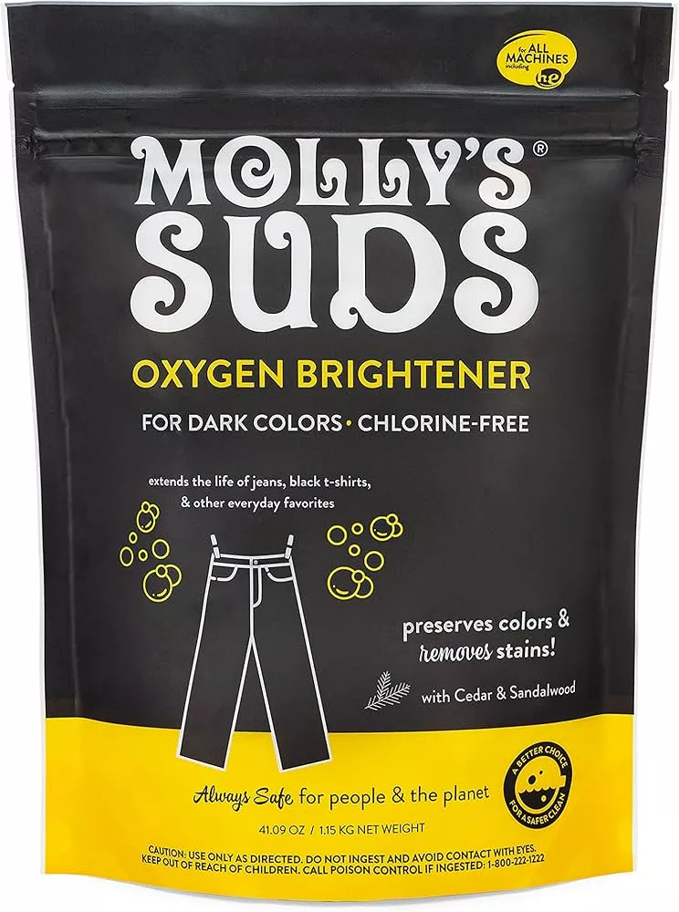 Molly's Suds 2-in-1 Original Laundry Powder with Oxygen Brightener Boost | Natural Laundry Detergent & Stain Remover | Peppermint with Hint of Lemon