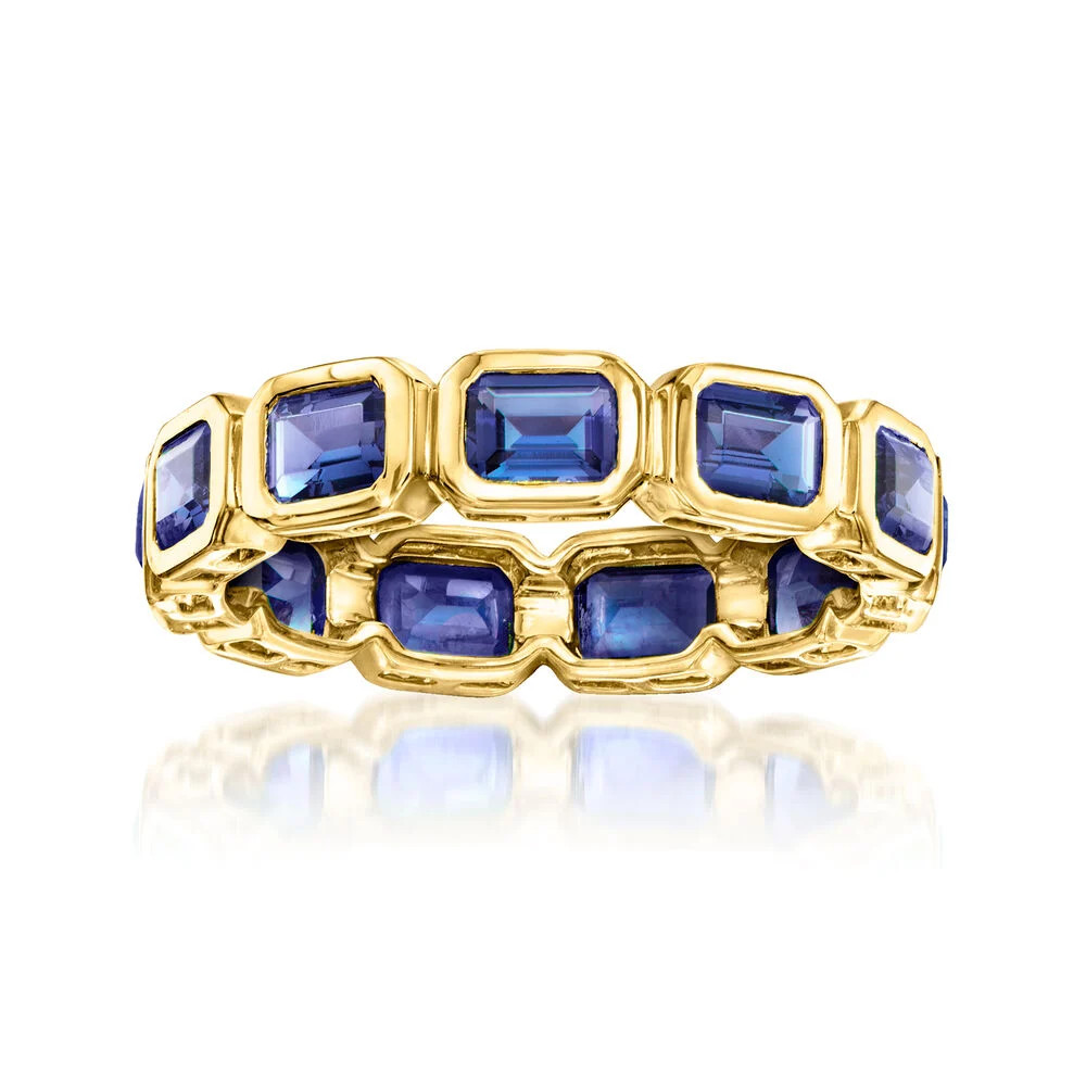 2.80 ct. t.w. Lab-Grown Sapphire Eternity Band in 18kt Gold Vermeil. Size 9 | Ross-Simons