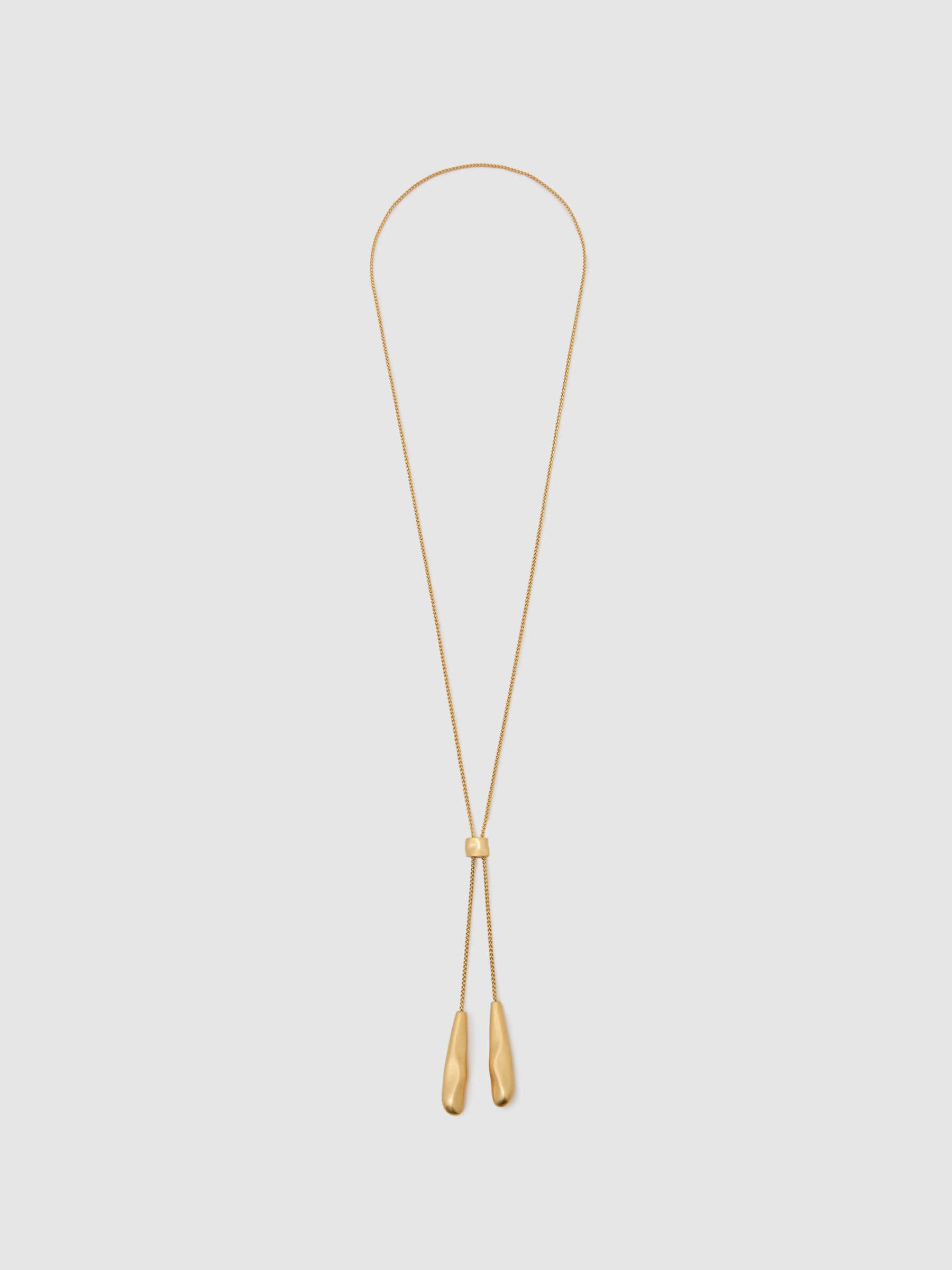 Reiss Sculpted Drop Lariat Necklace in Gold Tone - REISS | Reiss UK