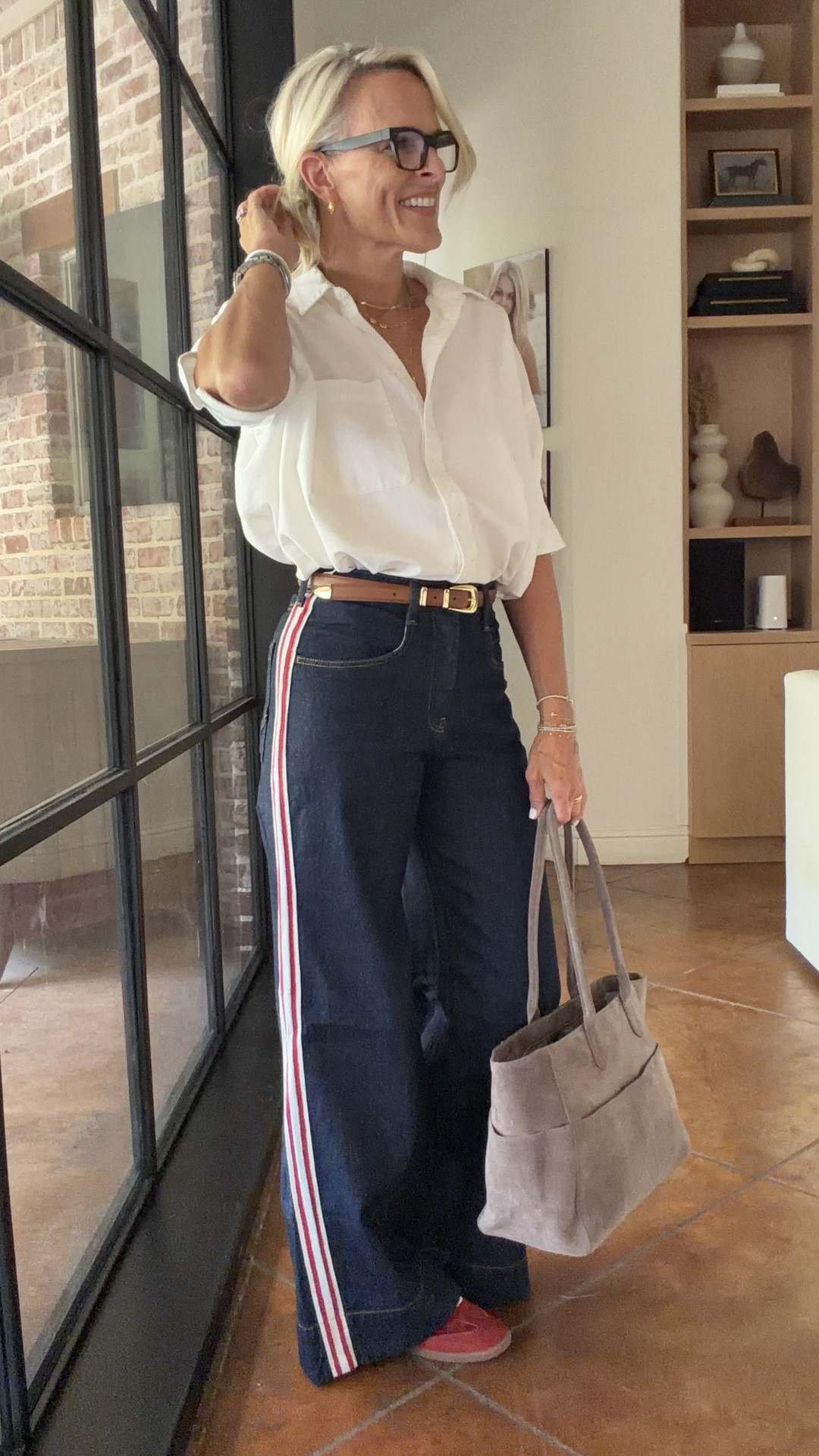 Denim, but make it sporty!
Live the flare to these pairs of denim 
Darker pair - tts
Lighter pair - I might size up 1 size 
Too - small. A staple in my closet! Comes in several colors in the color versions have a contrasting ribbon which makes it special 

@Anthropologie ￼

#LTKgrwm #LTKOver40 #LTKootd
