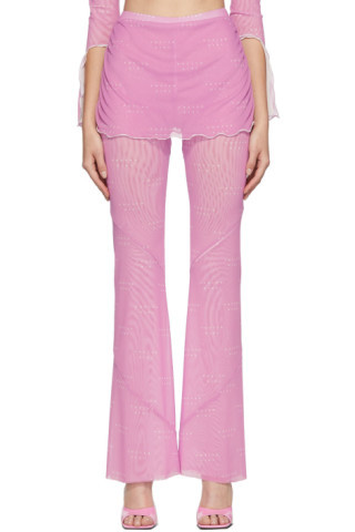 SSENSE Exclusive Pink Logo Print Pebbles Trousers | SSENSE