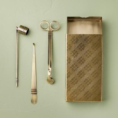 4pc Candle Tool Accessories in Brass Finish Box - Hearth & Hand™ with Magnolia | Target