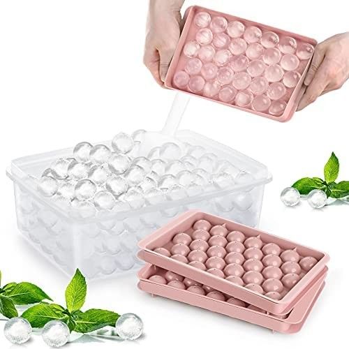 Round Ice Cube Tray with Lid Ice Ball Maker Mold for Freezer with Container Mini Circle Ice Cube Tra | Amazon (US)