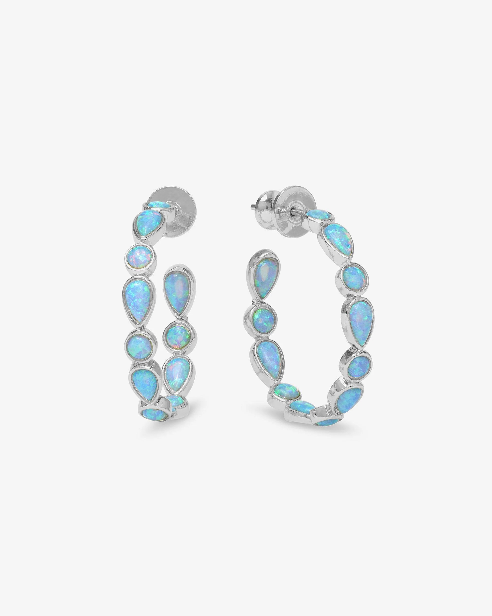 Isla Hoops 1" - Silver|Blue Opal | Melinda Maria Jewelry
