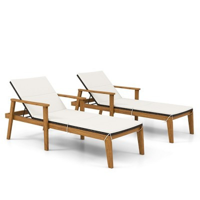 Costway Outdoor Chaise Lounge Chair Set of 2 w/ Armrests & 4-Level Backrest Adjustment | Target