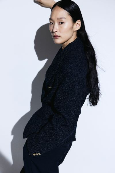 Blazer aus Strukturstoff - Marineblau - Ladies | H&M AT | H&M (DE, AT, CH, NL, FI)