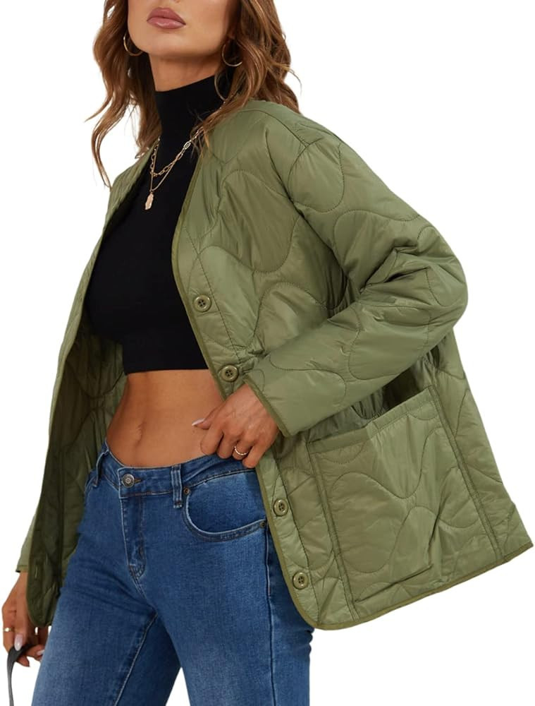 Bellivera Women Quilted Lightweight Coat Puffer Padded Spring Short Button Jacket | Amazon (US)