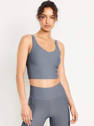 Light Support PowerSoft Rib Longline Sports Bra | Old Navy (US)
