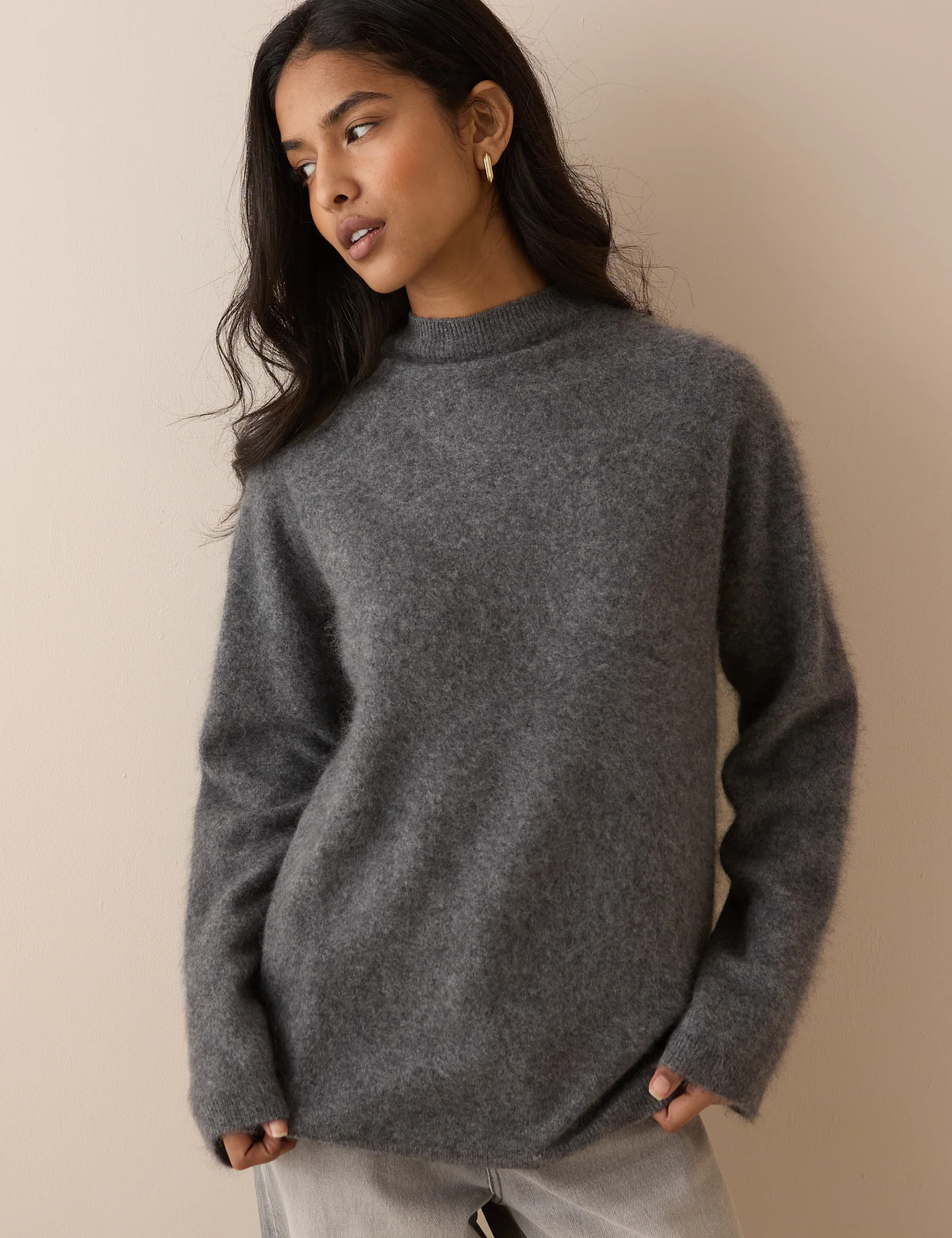 Grey Brushed Wool Jumper | Nobody's Child