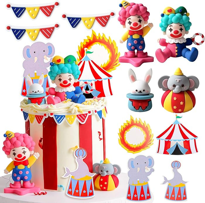 Circus Cake Decoration Circus Birthday Decorations Balls Cake Picks for Carnival Birthday Baby Sh... | Amazon (US)
