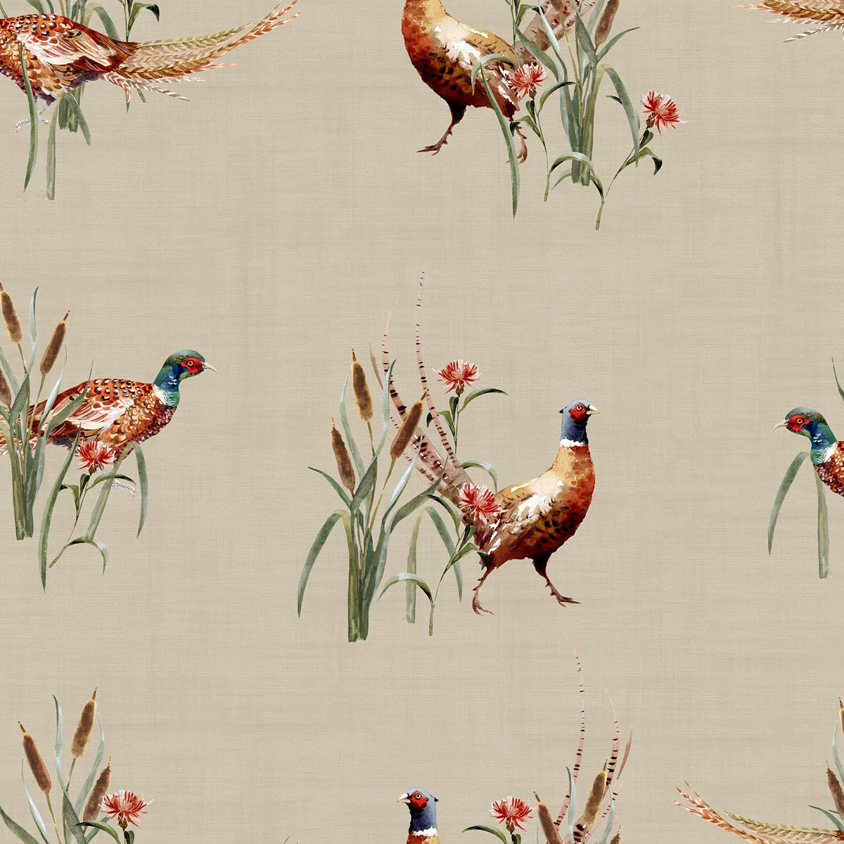 Eustace Neutral Pheasant Meadow Wallpaper | Wayfair North America