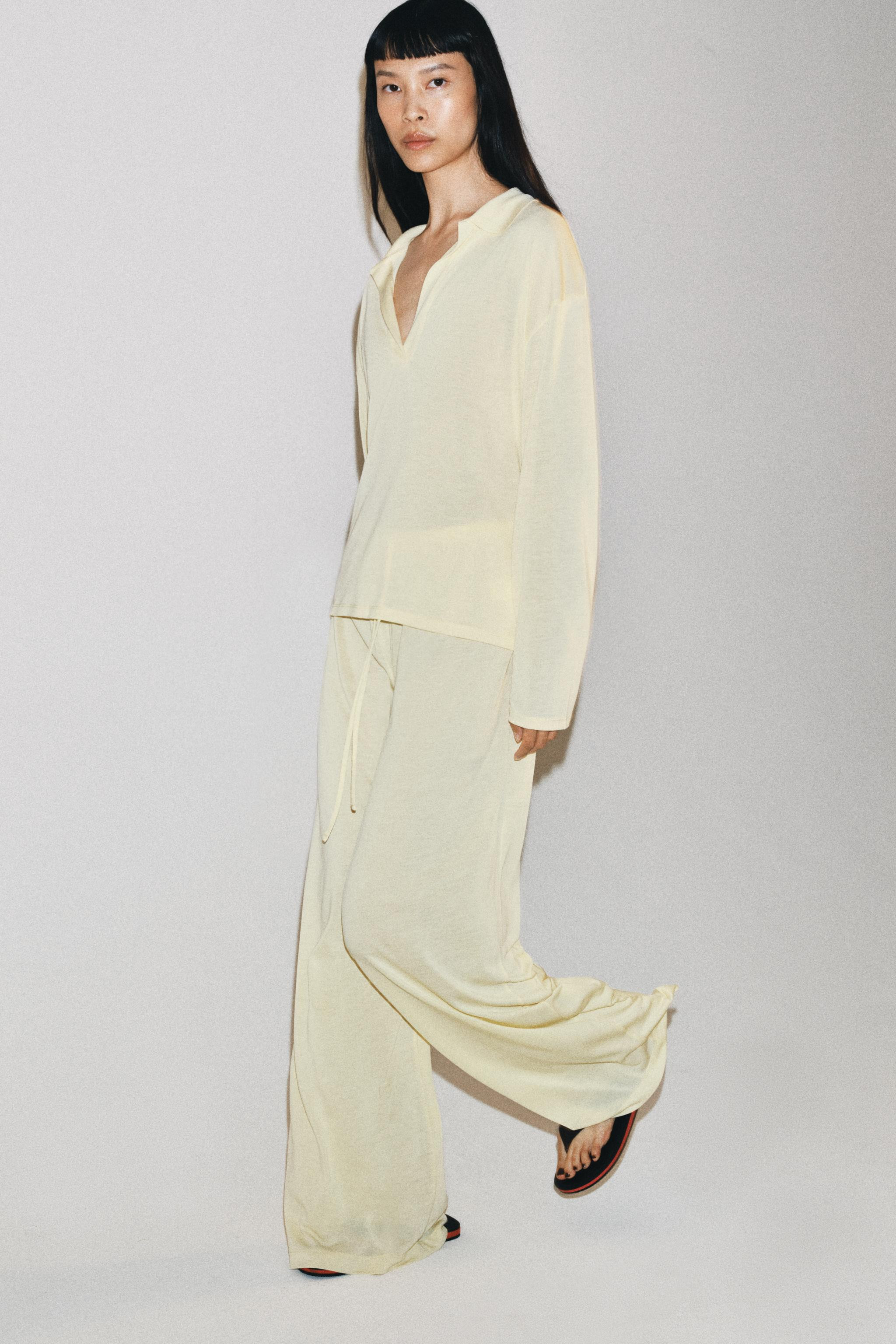 LONG SLEEVE FLUID POLO SHIRT | Zara UK
