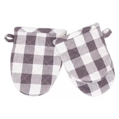 Bee & Willow™ Home Plaid Cotton Mini Oven Mitts in Grey (Set of 2) | Bed Bath & Beyond