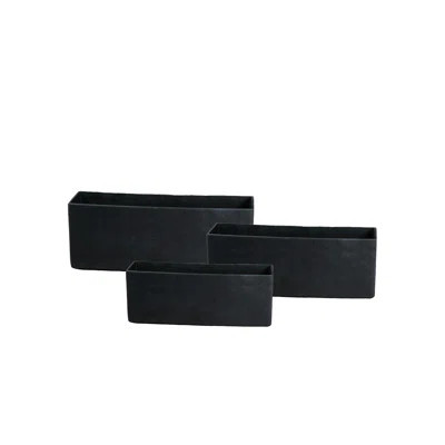 Black Rectangular Lightweight Planter Box, Modern Matte Finish Flower Pot With Drainage Hole & Plug, Weather-Resistant Outdoor Trough For Patio, Balc | Wayfair North America