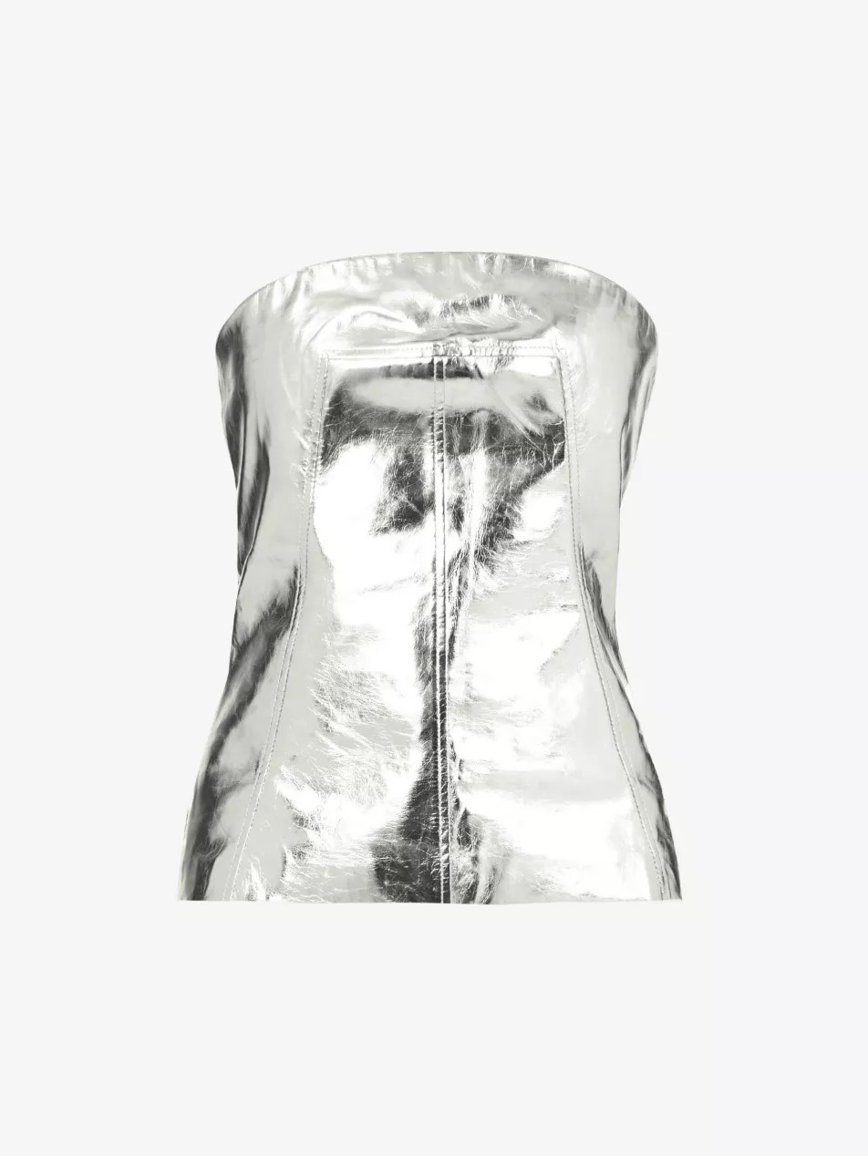 Bandeau metallic faux-leather top | Selfridges