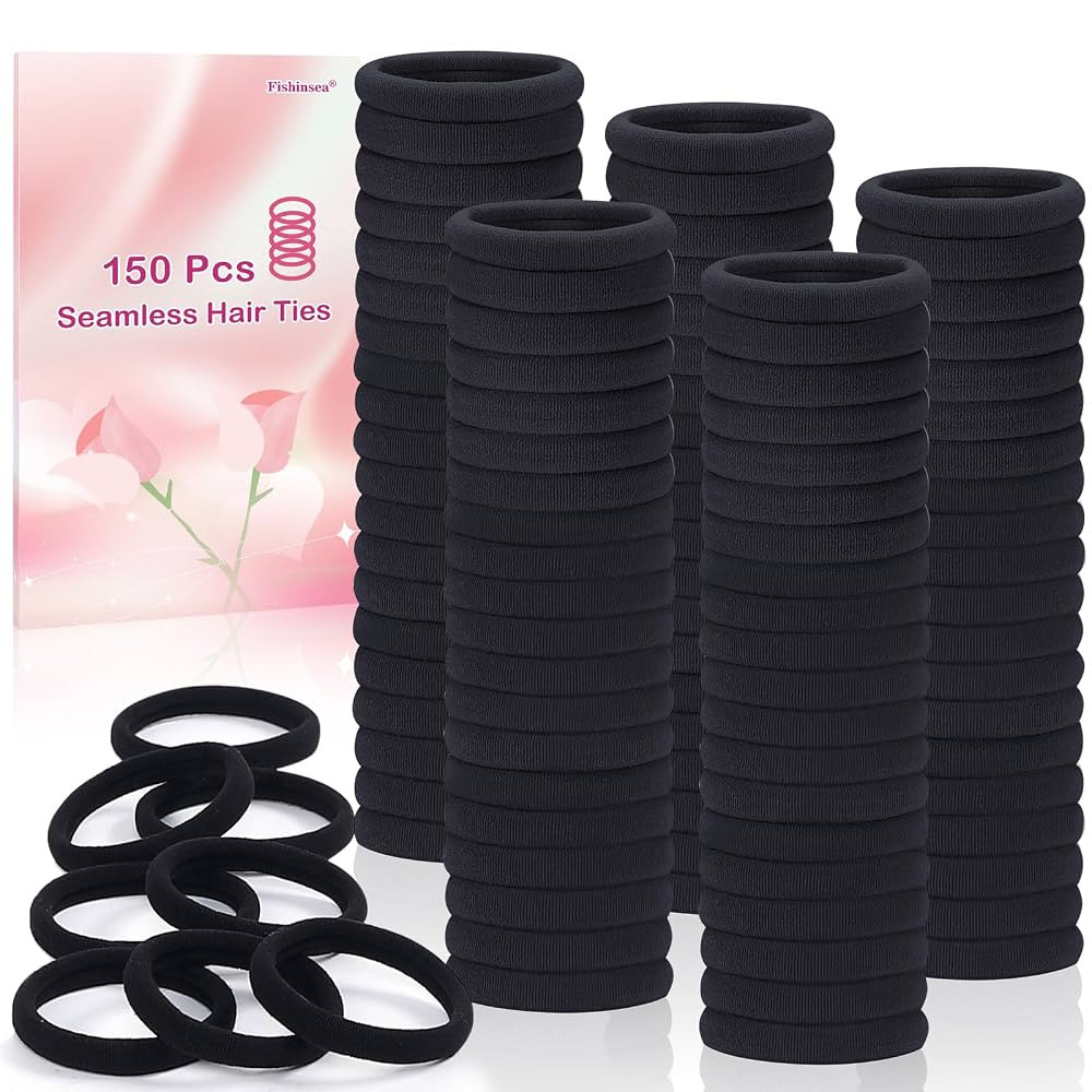 150 Pcs Seamless Elastic Hair Ties No Damage for Thick & Thin Hair, Ponytail Holders, Elastics, S... | Amazon (US)