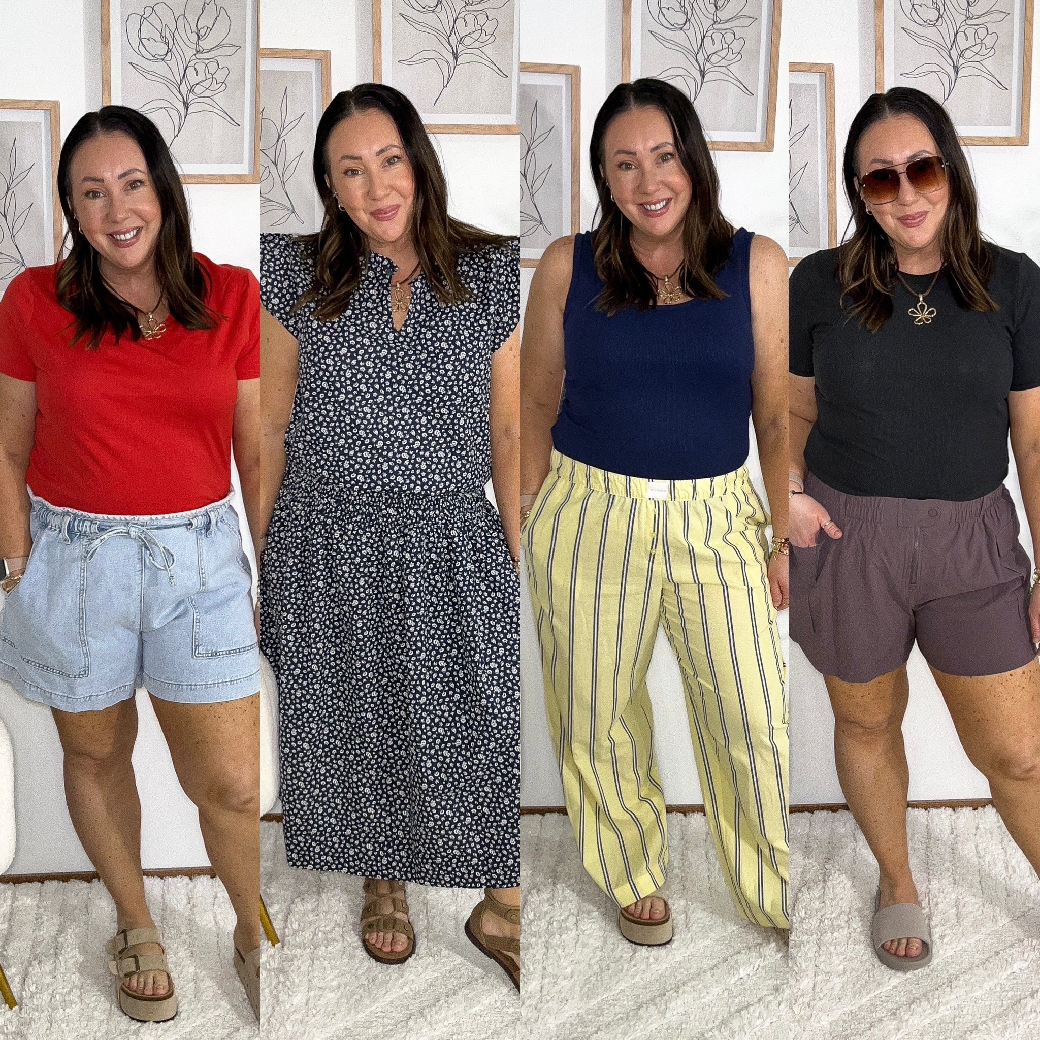 I bought it, let’s try it on! Walmart edition! Large v neck tee. XL drapey utility shorts. XL split neck top. Matching smocked skirt is not online yet! By the Time & Tru brand. Prefer a large in both. XL sleep pants. Large ribbed tank. XL ribbed tee. XL outdoor shorts.  Sandals all run true to size.  

#LTKSeasonal #LTKMidsize #LTKOver40