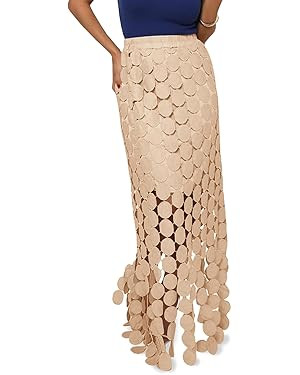 Cicy Bell Womens Hollow Out Maxi Skirts Summer High Waisted Boho Fringe Hem Long Skirt | Amazon (US)