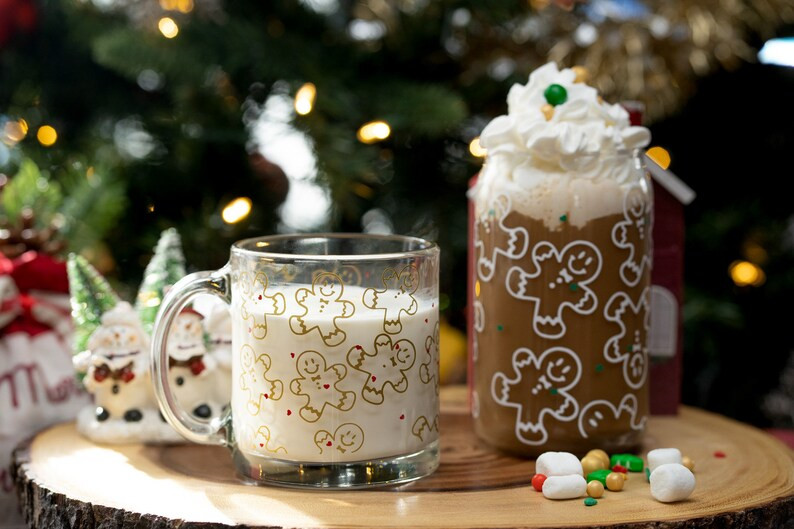 Gingerbread Man Christmas Glass Can: Iced Coffee Cup (16 oz) | Etsy (US)