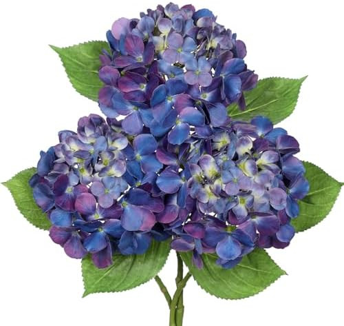 Oairse 3Pcs Hydrangea Artificial Flowers 19.7" Real Touch Faux Hydrangea Stems Silk Flowers with ... | Amazon (UK)