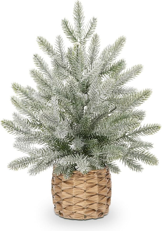 18" Christmas Centerpieces Small Christmas Tree Artifical Tabletop Christmas Tree Xmas Snow Frost... | Amazon (US)