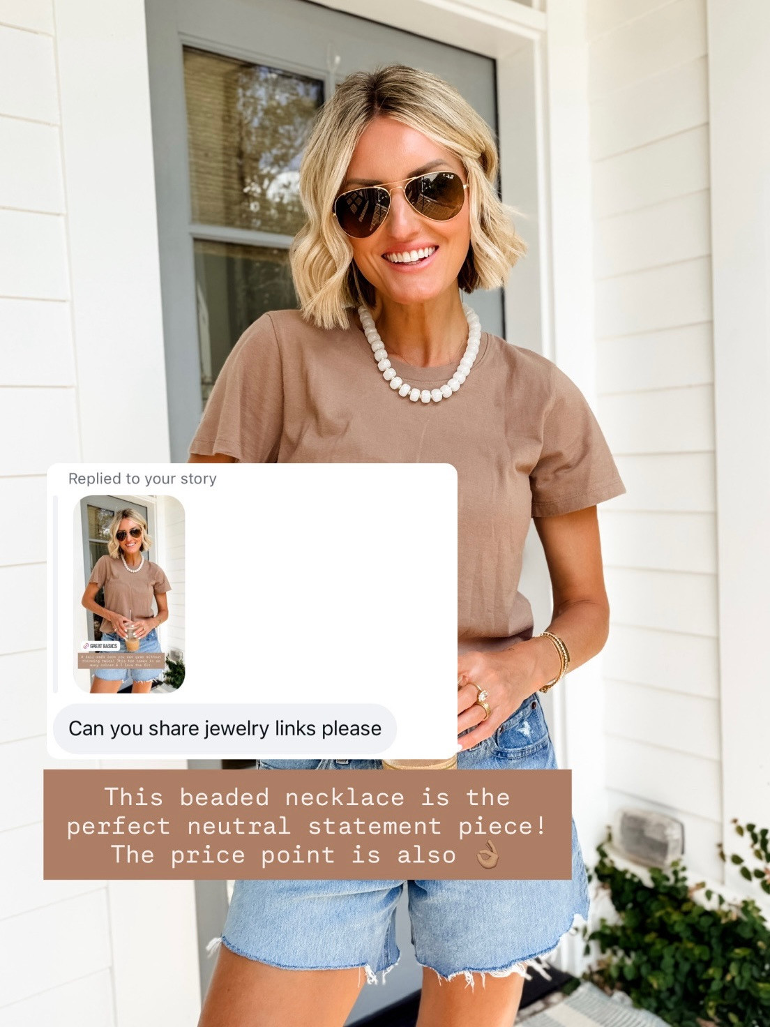 I have been wearing this white beaded necklace on repeat! I love how it's neutral, so it goes with everything! It's also very affordable!

Loverly Grey, statement necklace, beaded necklace, neutral necklace 

 #LTKSeasonal