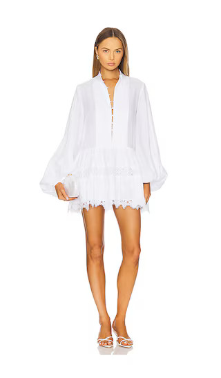 Antonia Lace Trim Mini Dress in Orchid White | Revolve Clothing (Global)