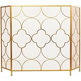 Deco 79 Contemporary Geometric Designed Metal Fireplace Screen, 50"L x 35"H, Gold | Amazon (US)