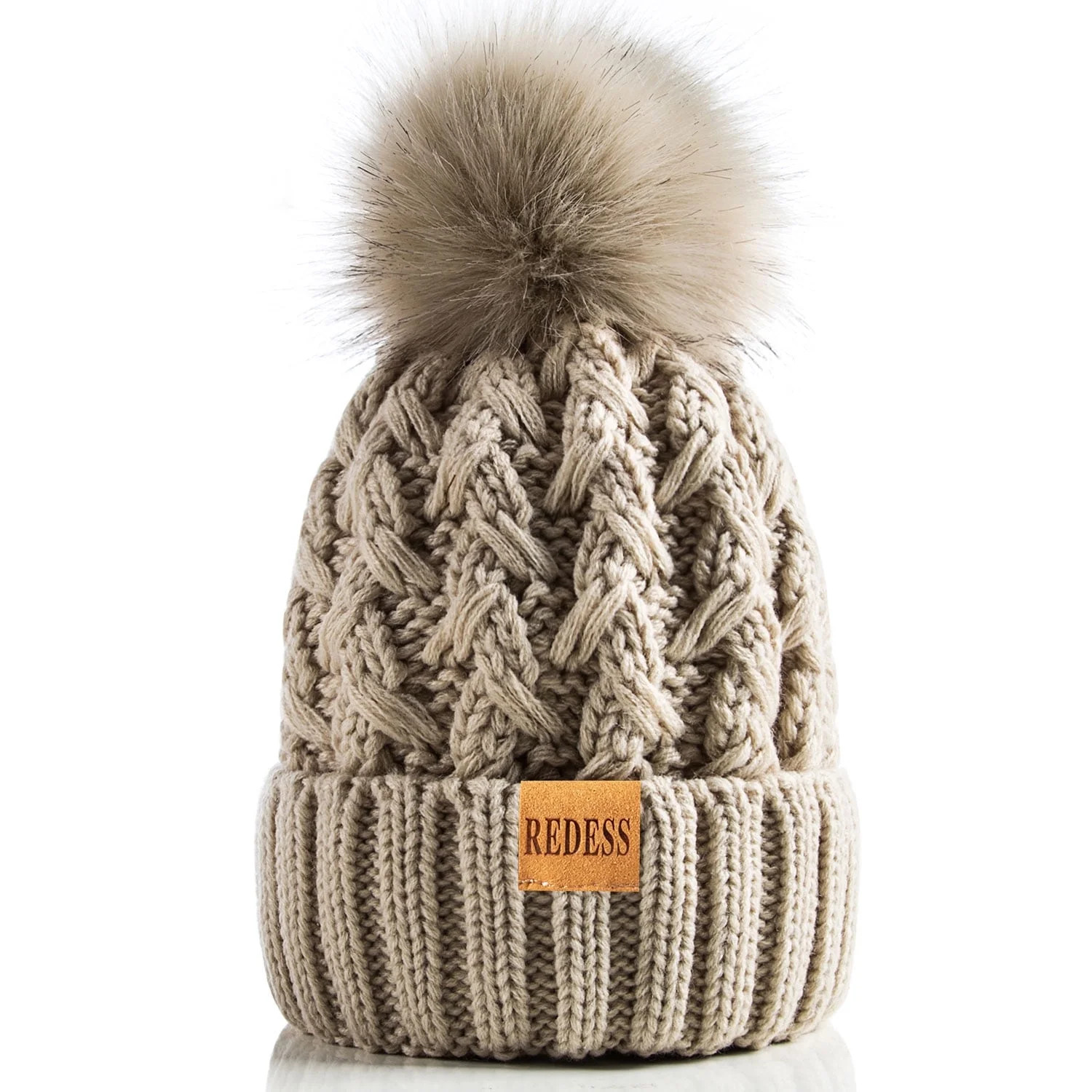 REDESS Women's Winter Pompom Beanie Hat for Women-White | Walmart (US)