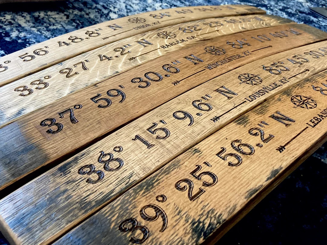 Coordinates on Barrel, Coordinates on Wood, Coordinates Gift, Longitude, Latitude, Map, Coordinat... | Etsy (US)