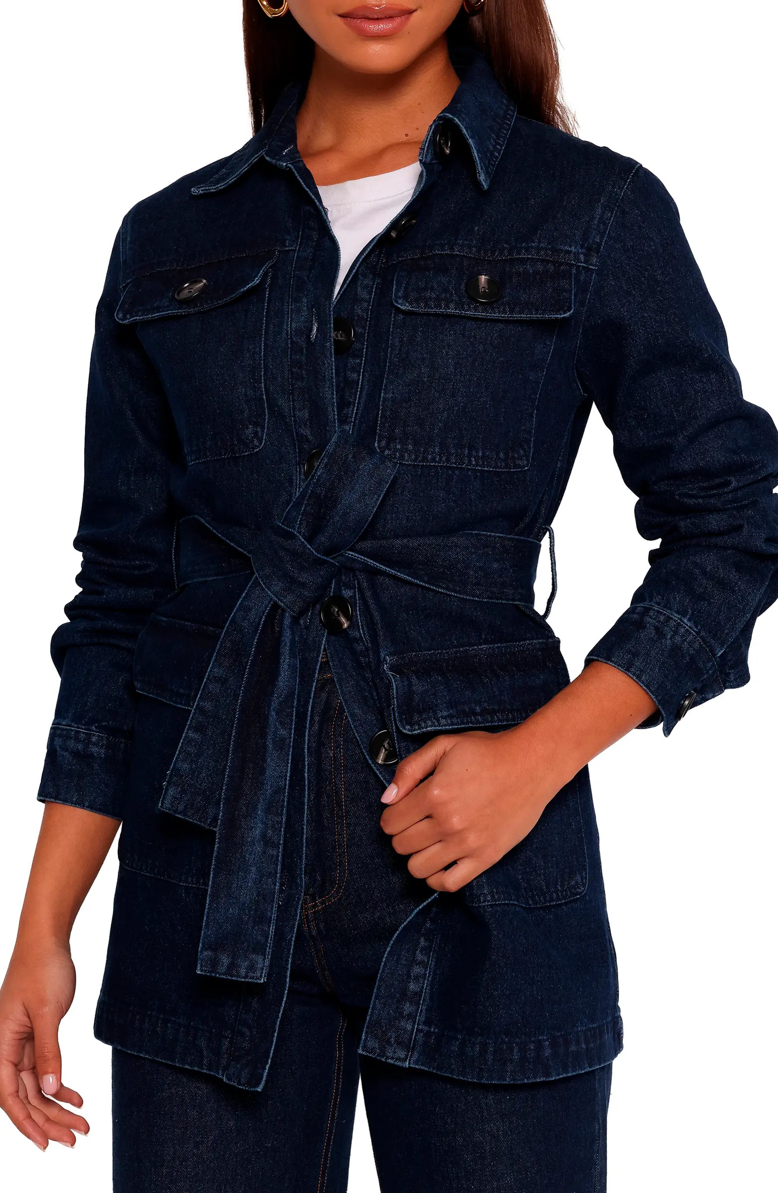 Nadine Tie Waist Denim Jacket | Nordstrom