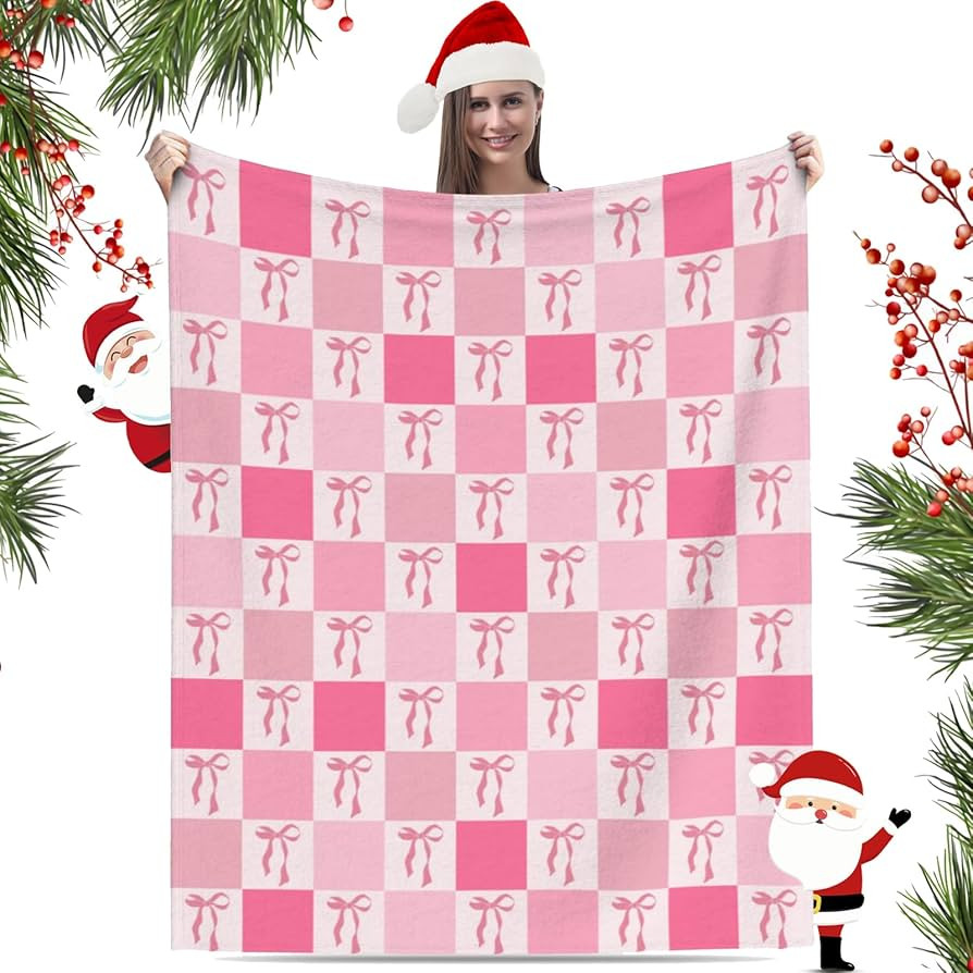 Pink Bow Blanket - Cute Coquette Bownot Throw Blankets for Women Girls - Ultra Soft Cozy Pink Fla... | Amazon (US)