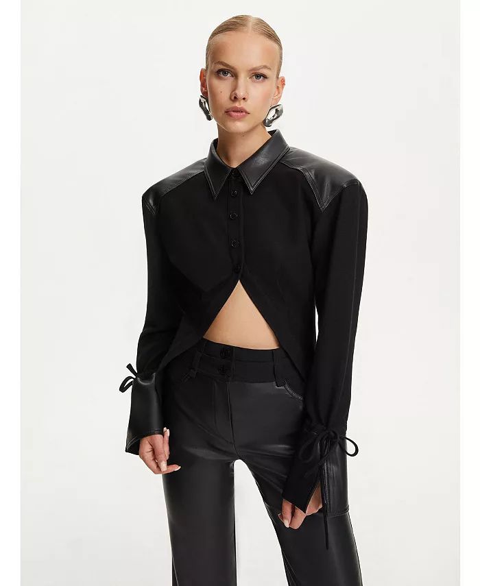 Women's Leather Trim Shirt | Macy's