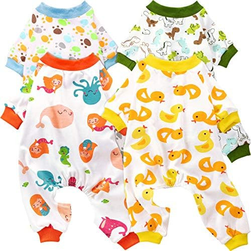 4 Pieces Puppy Dog Cotton Onesies Pet Dog Soft Pajamas Cute Pet Clothes Dog Jumpsuit Puppy Bodysu... | Amazon (US)