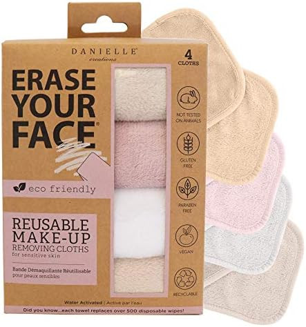 ERASE YOUR FACE Face Reusable Makeup Removing Cloths With Friendly Packaging By Danielle Enterprises | Amazon (US)