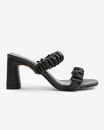 Ruched Double Band Heeled Sandals | Express