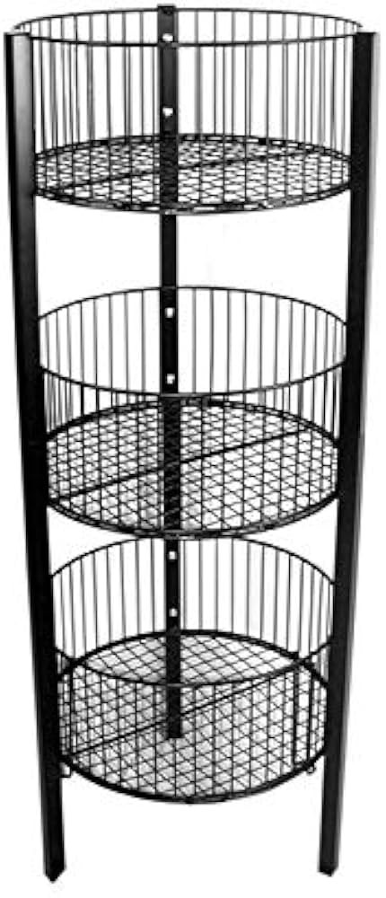 Only Garment Racks 3-Level Wire Basket Display Rack, Floor Standing, Round Bins, Metal Frame - Bl... | Amazon (US)