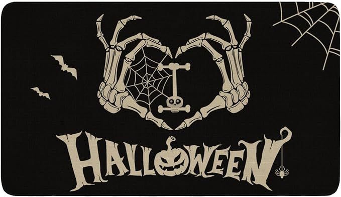 BOOWEATS Halloween Skull Door Mat 30 x 17 Inch, I Love Halloween Decor Entrance Floor Mats, Non S... | Amazon (US)