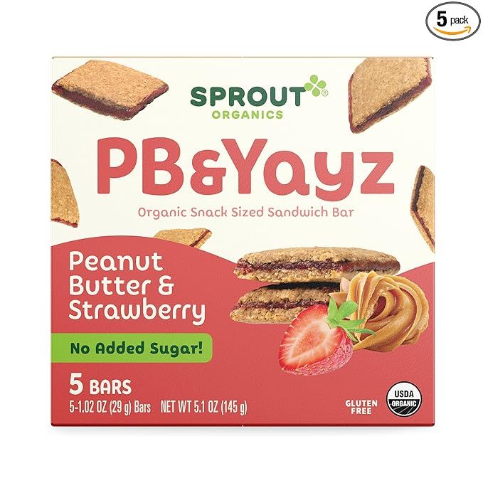 Sprout Organics PB & Yayz Sandwich Bars Peanut Butter & Strawberry, Organic Gluten Free Toddler S... | Amazon (US)