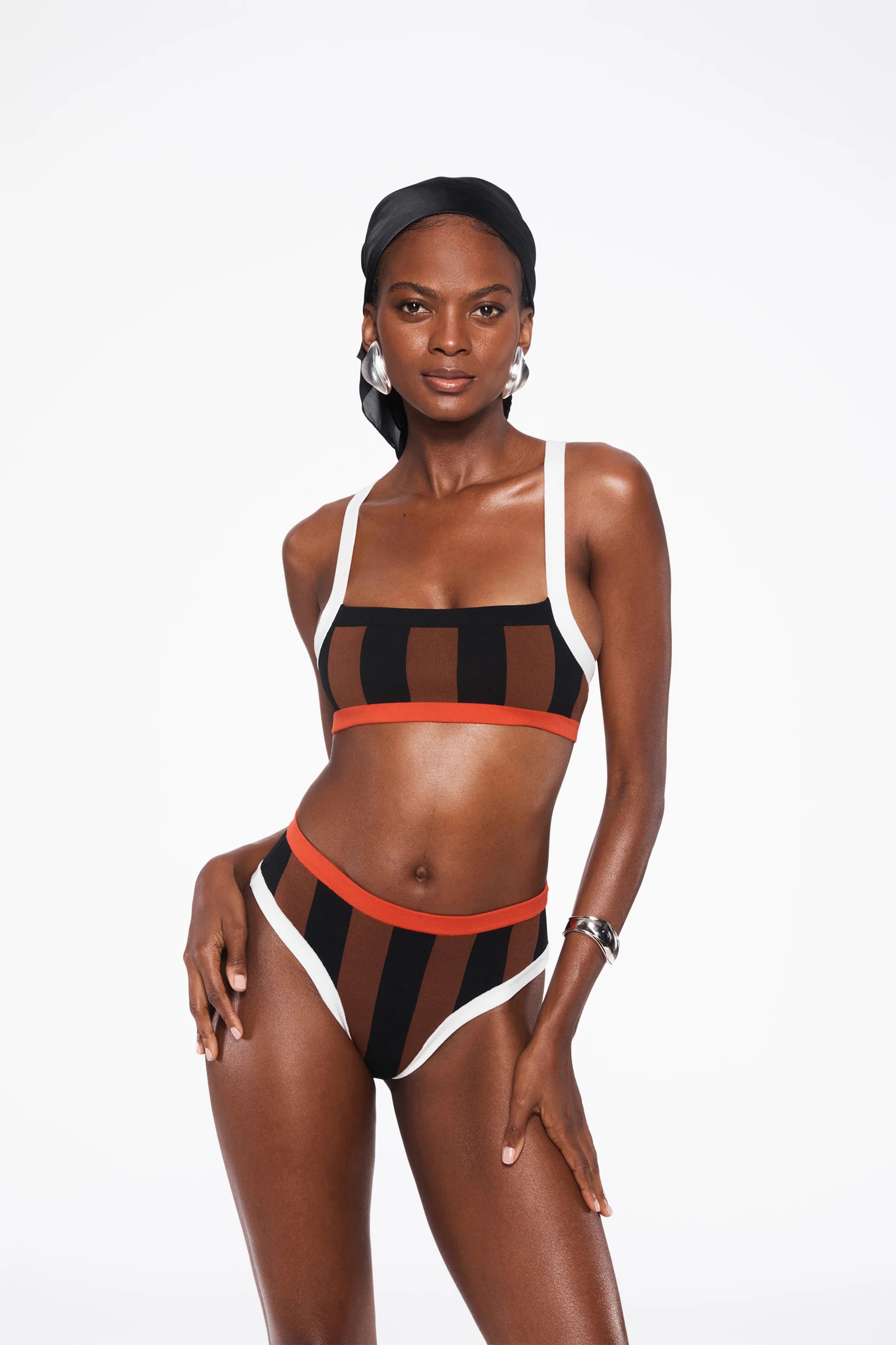 la plage bottom in black/brown stripe | Tropic of C