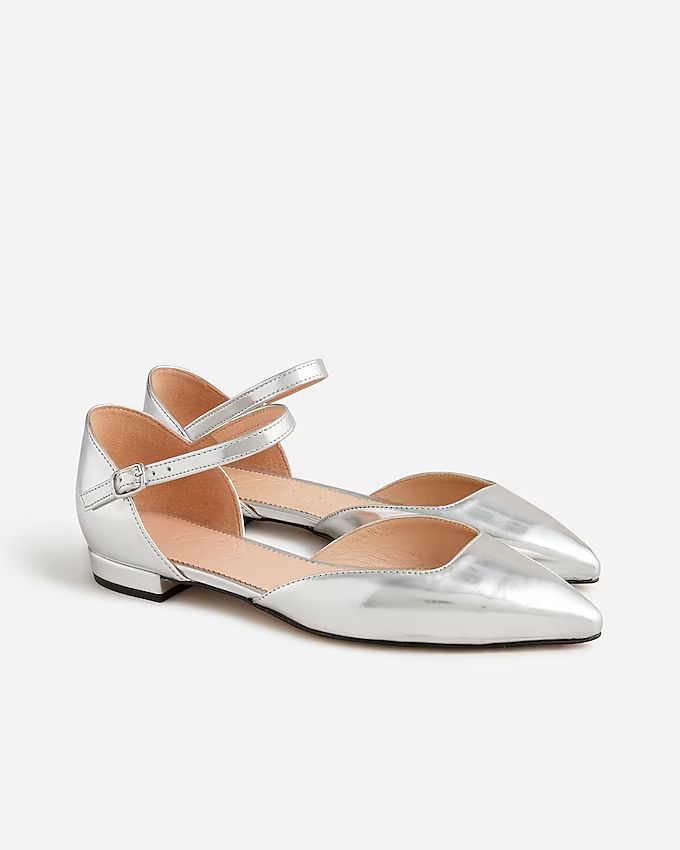 Pointed-toe flats in metallic leather | J.Crew US