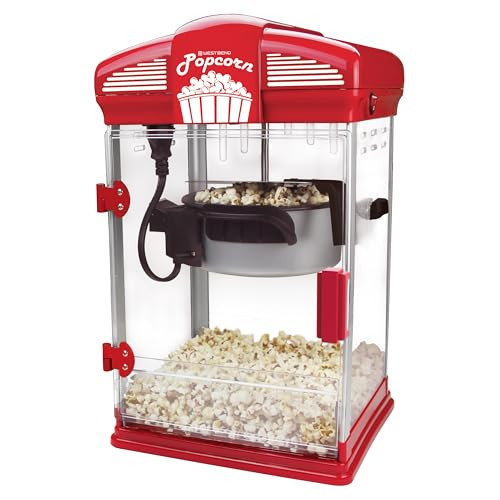 West Bend Stir Crazy Movie Theater Popcorn Popper, Gourmet Popcorn Maker Machine with Nonstick Popcorn Kettle, Measuring Tool and Popcorn Scoop for Popcorn Machine, 4-Qt., Red | Amazon (US)