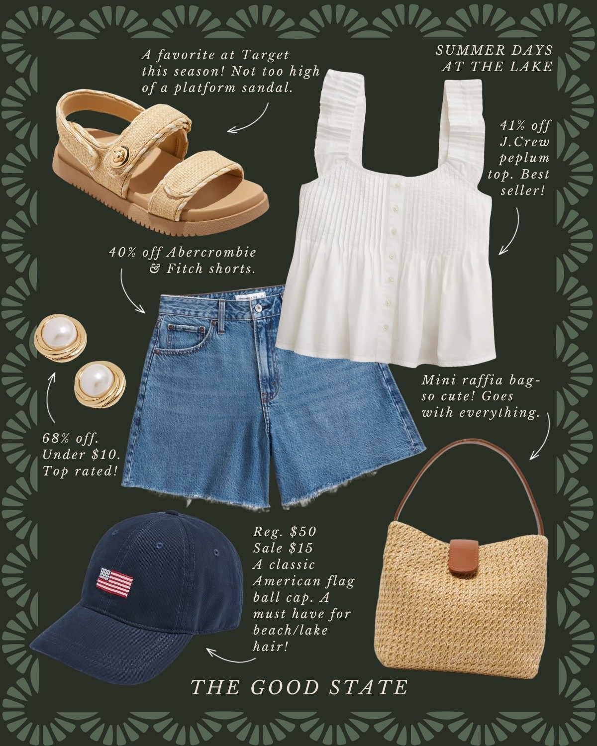 This is for the Nancy Meyers-loving girlies living their best life as they sip on a cup of freshly brewed coffee and watch the sunrise over the lake. For the ones breathing in slow mornings and fresh air. This is for the ladies 
spending all day out on the boat and the evening on the dock with a glass of wine and good company. For the girlies who still flip on The Parent Trap and eat Oreos dipped in peanut butter. This is for the ladies who love all things gingham, their trusty ball cap and the ease of a Summertime dress. For those thriving in this Americana Summer. This is for you🫶🏼

Ootd, outfit idea, style tip, classic style, timeless style striped sweater, quince, J.Crew, J.Crew, factory, target, target fashion, target style, Walmart, Anthropologie, Anthro, Madewell, white dress, spring dress, summer dress, spring fashion, summer fashion, vacation, outfit, Fourth of July, outfit, red, white, and blue outfit, gingham dress, quilt dress, organic skincare, pearl, jewelry, Abercrombie, and Fitch, Tuckernuck, Madewell, H&M, Amazon, Amazon style, farmers market outfit, sissy light hat, dolce vita, women’s shoes, raffia bags, wedding guest dress, dress, wedding guest, Lauren England, the good state, lake, lake outfit, lake house, summer sweater, American flag sweater

#LTKSeasonal #LTKSummerEdit #LTKSaleAlert