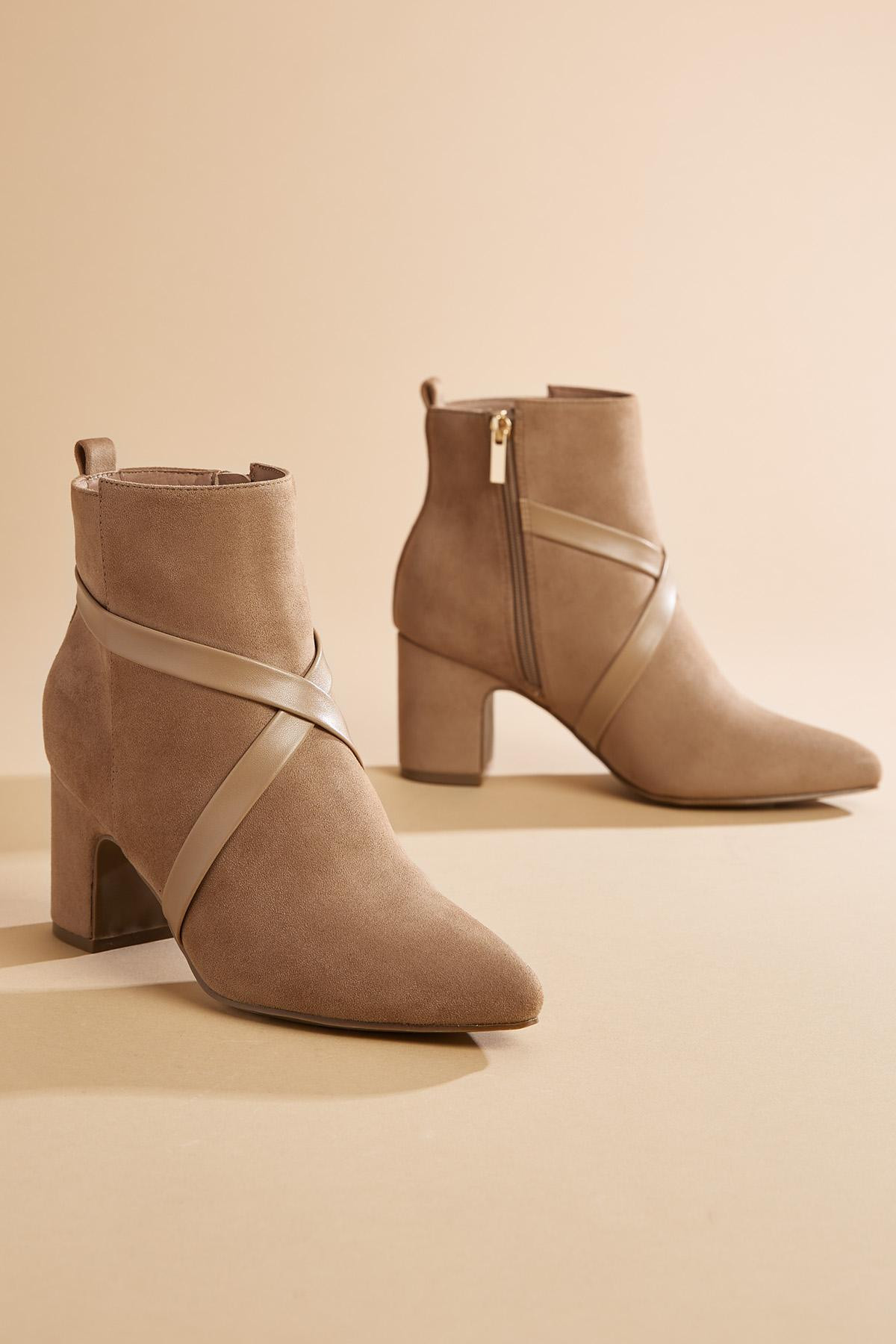 crossband suede booties | Versona