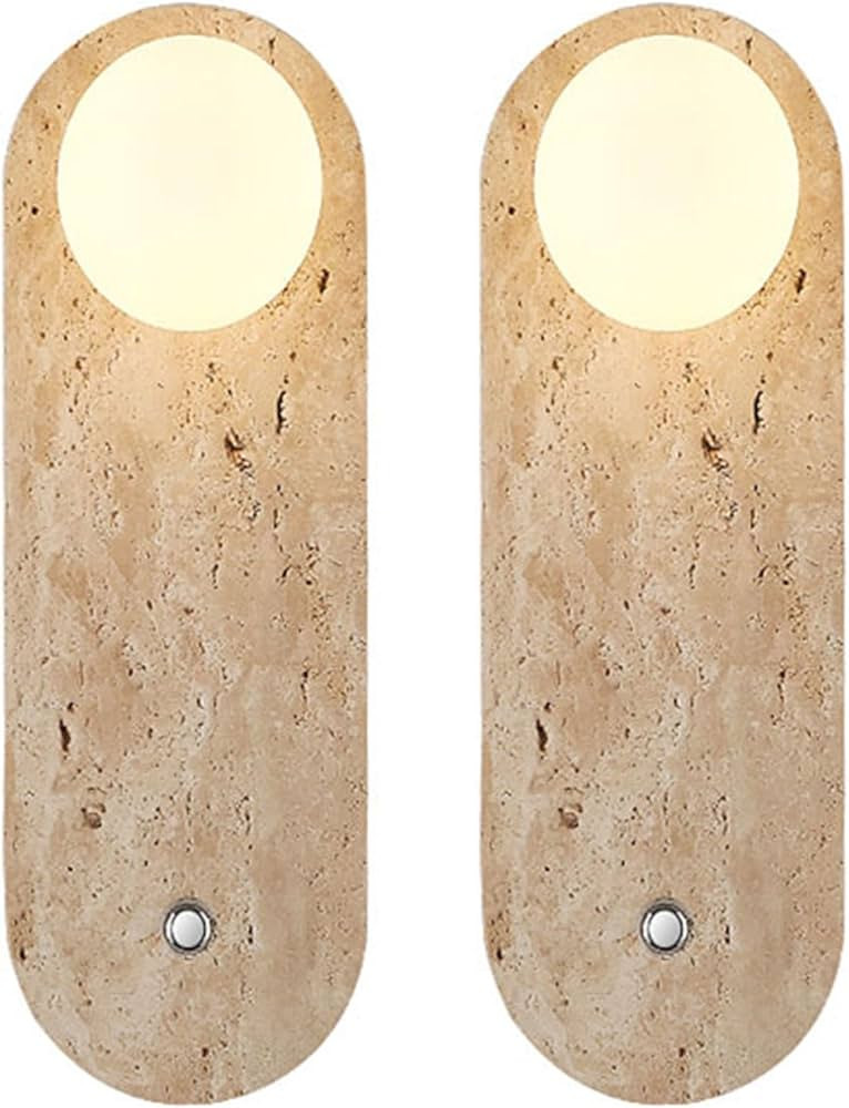 Bathroom Vanity Stone Wall lamp Set of 2, Retro Travertine Wall Sconce, G9 Base Wall Light Fixtur... | Amazon (US)