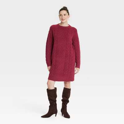 Women's Long Sleeve Cable Knit Mini Sweater Dress - Universal Thread™ | Target