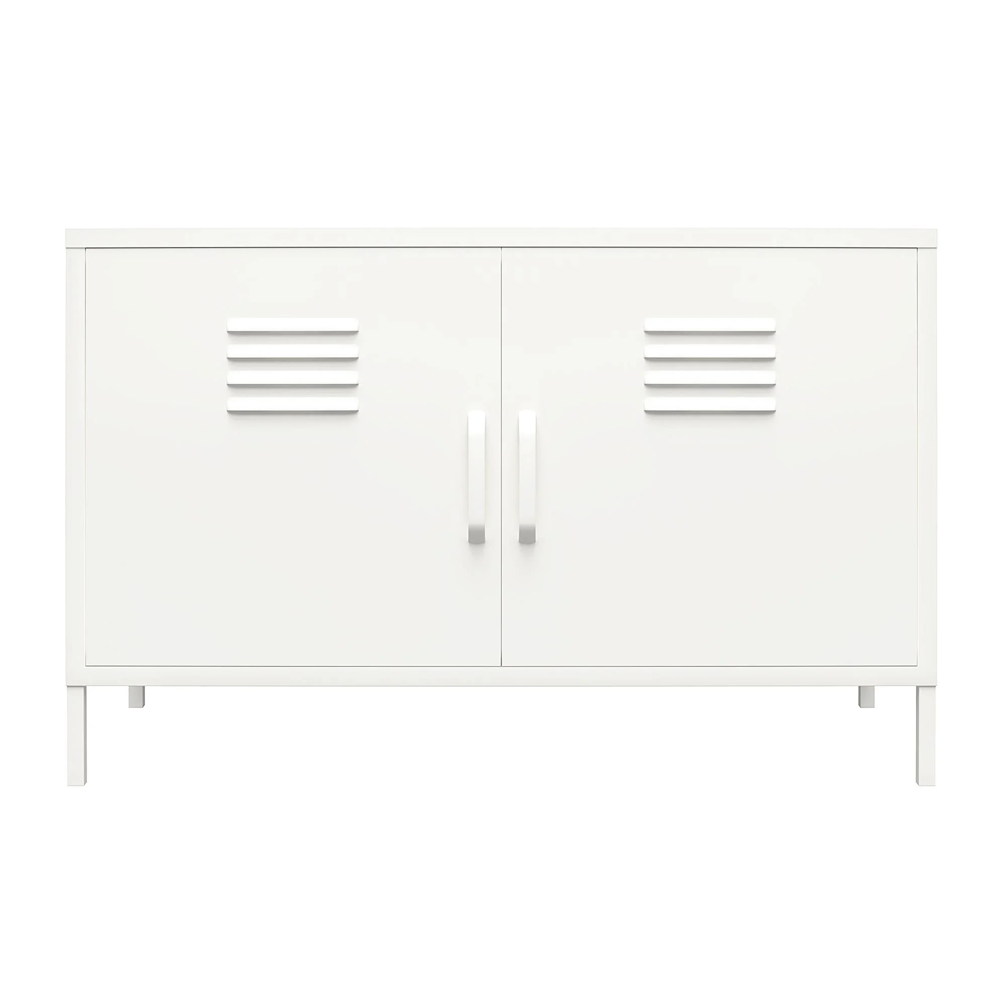 RealRooms Shadwick 2 Door Metal Locker Accent Cabinet with 2 Shelves, White | Walmart (US)