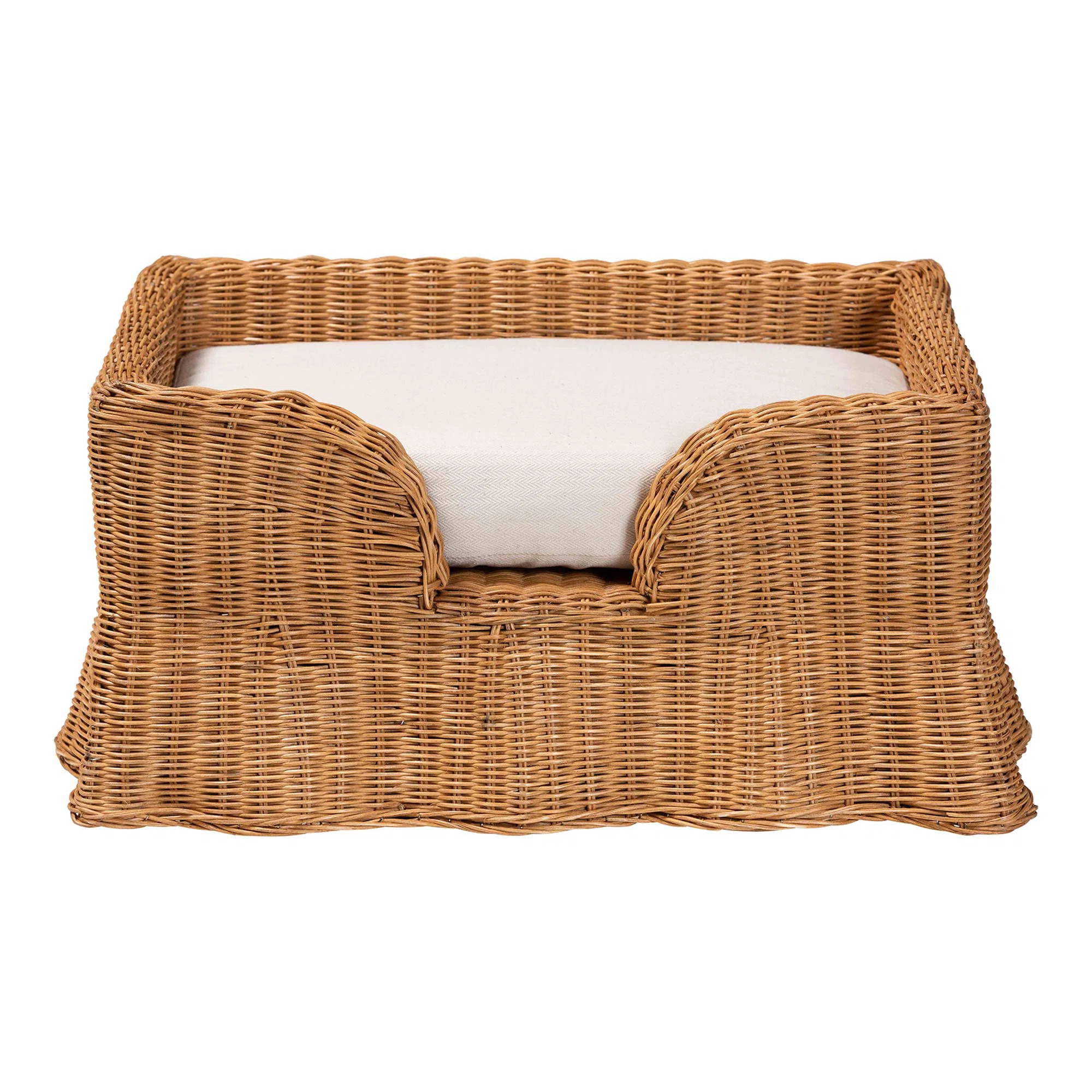 Bali & Pari Belita Natural Rattan Pet Bed With Scalloped Base - Handwoven Wicker Enclosed Lounge ... | Wayfair North America