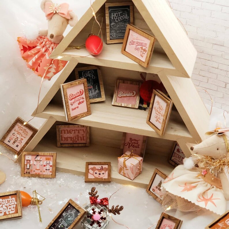 Miniature Christmas Threadmama Wall Art for Maileg Dollhouse - Etsy | Etsy (US)