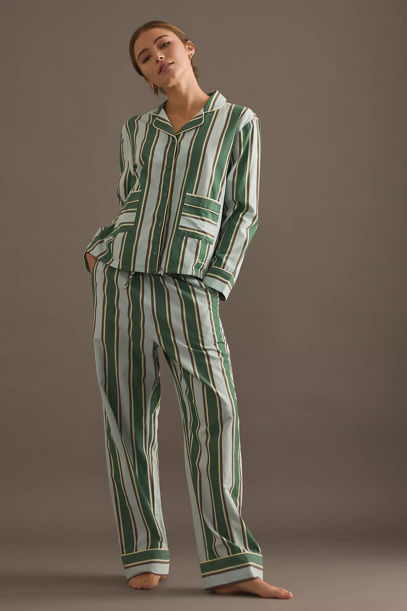 TBCo Green Stripe Pyjama Set | Anthropologie (UK)